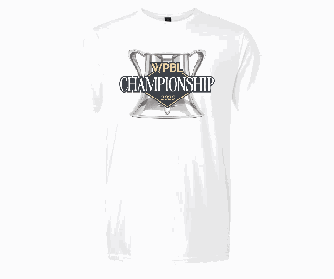 White WPBL 2026 Championship T-shirt, front, supplier digital proof