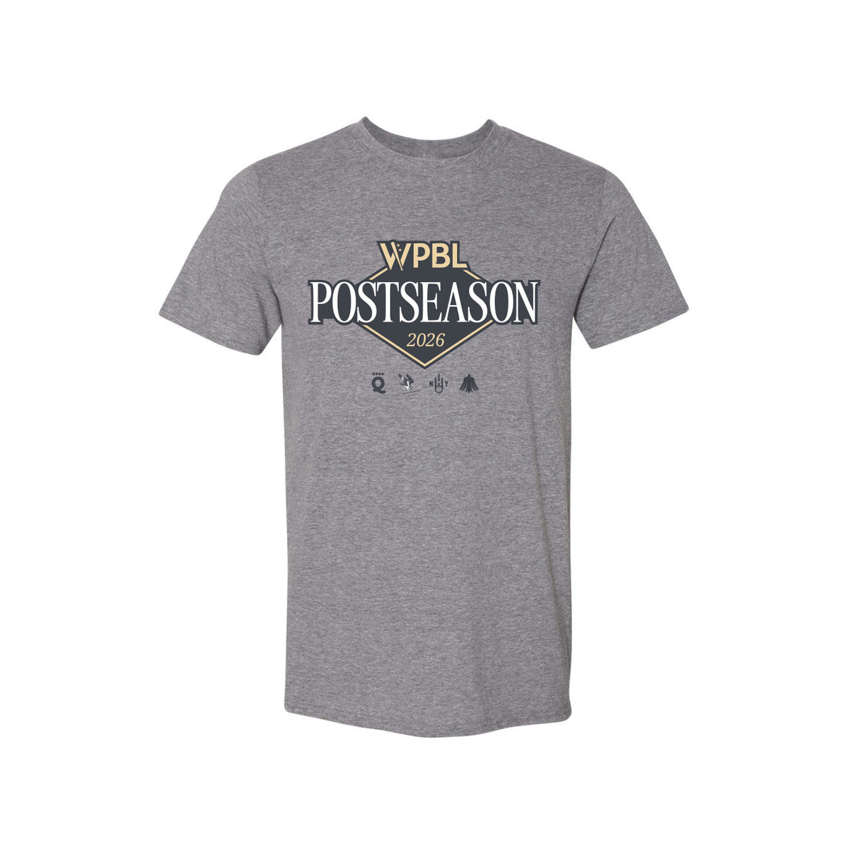 WPBL 2026 Postseason Full-Color T-Shirt - Gray - front view