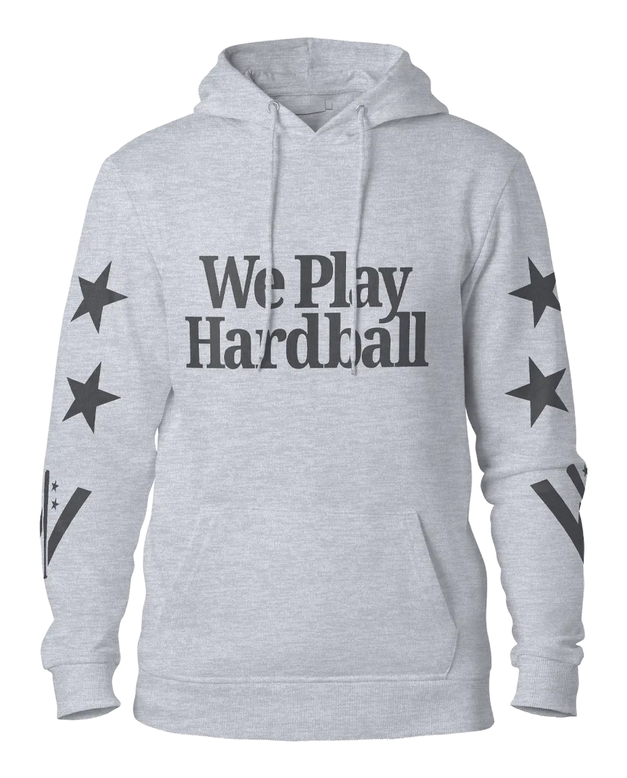 We Play Hardball Hoodie - Heather Grey